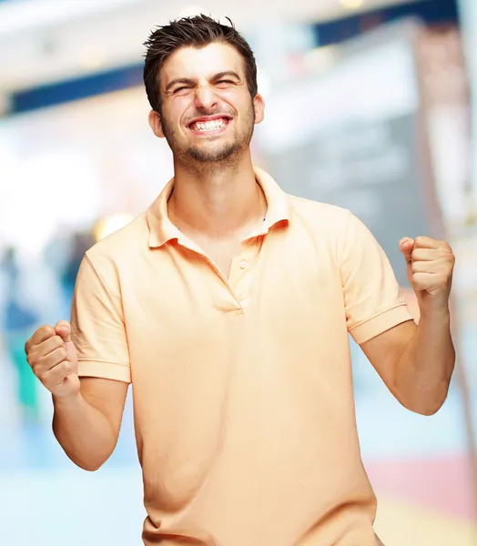 Portrait Of Excited Young Man — Stockfoto